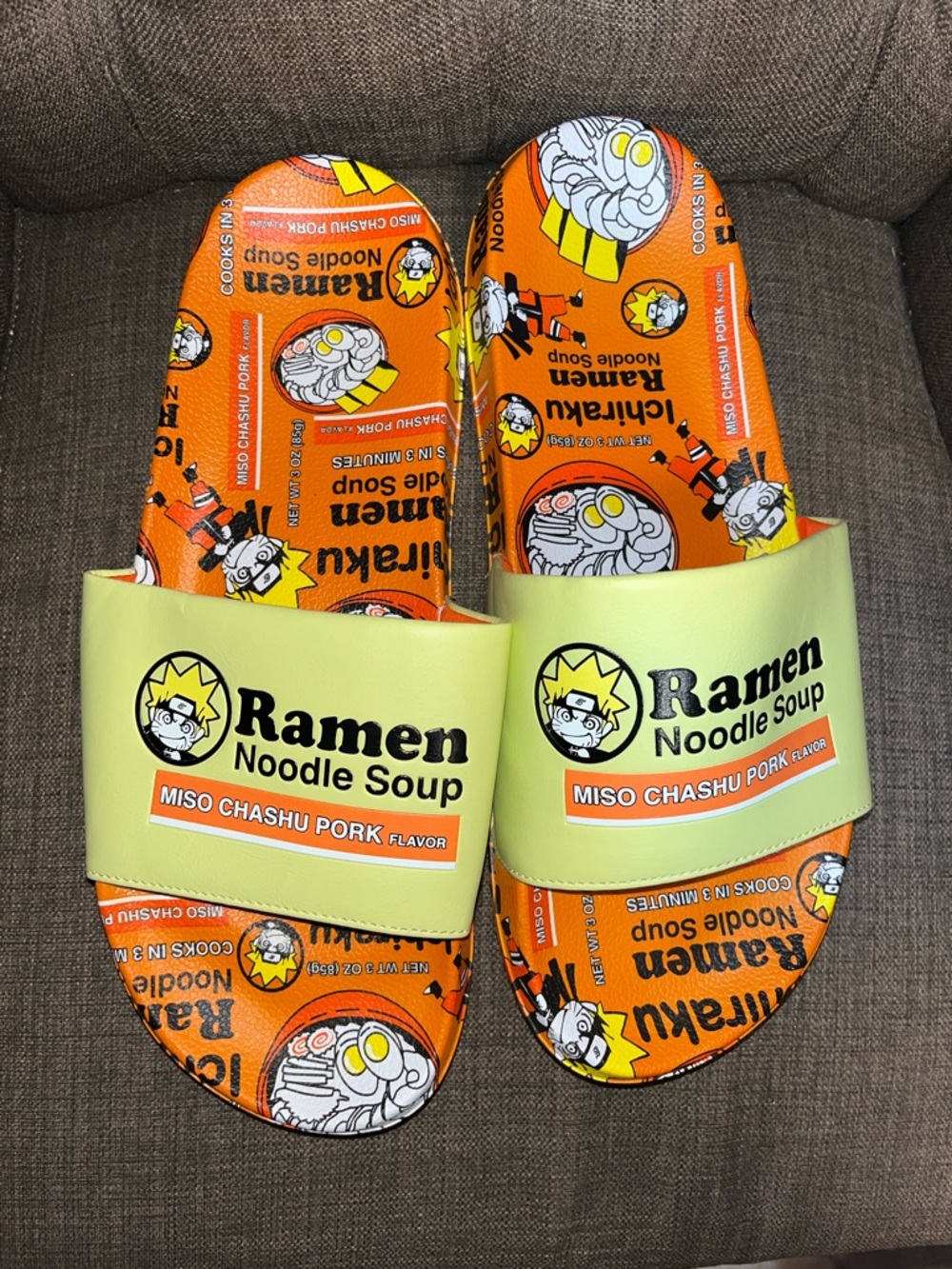 Ramen Noodle Soup mens Slide Sandals - Orange size 12
